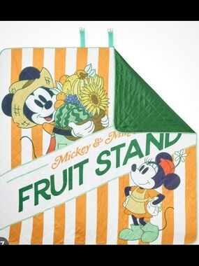 Mickey & Minnie Fruit Stand Quilted Picnic Blanket